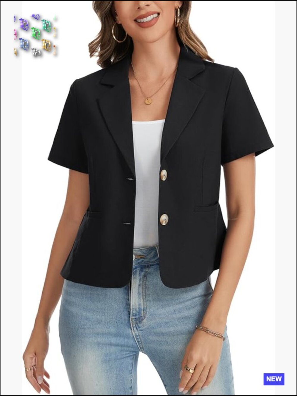 Cropped Linen Blazer Short Sleeve Business Casual Chic Modern Fitted Office